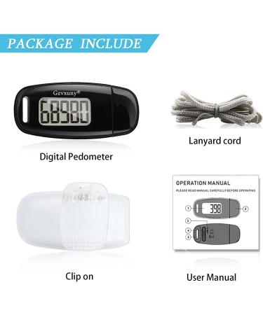 Gzvxuny 3D Pedometer with Clip and Strap, Simple Walking Step Counter, USB Rechargeable Accurate Step Counter, Daily Target Monitor, Exercise Time Black - Buy Online on GoSupps.com