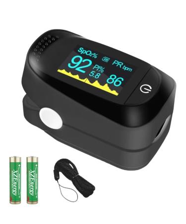 TECH14 Fingertip Pulse Oximeter Blood Oxygen Saturation Monitor Heart Rate Monitor and SpO2 Levels With OLED Screen CE Approved ISO13485 FDA (Black) - Buy Online on GoSupps.com