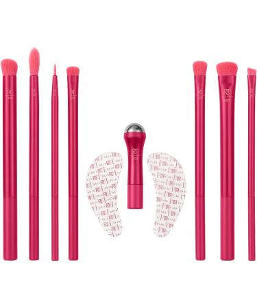 REAL TECHNIQUES Limited Edition Eye Sparkle Makeup Brush & Skincare Kit Eye Makeup Brushes Under Eye Reviver To Reduce Puffiness and Dark Circles 9 Piece Gift Set Pink - Buy Online on GoSupps.com