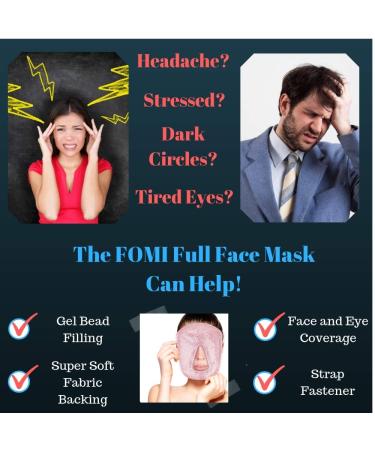 Hot & Cold Therapy Gel Bead Full Facial Mask | FOMI Care Ice Mask for Migraine Stress Relief & Puffiness Reduction | Pink Fabric Back w/o Eye Holes - Buy Online on GoSupps.com