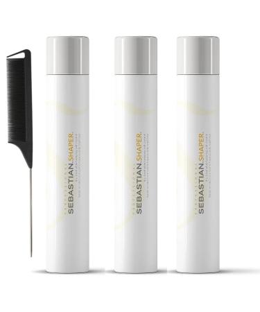 Shaper - Hold And Control Hairspray - 10.6 Ounce - Includes Black Steel rat Comb (Pack Of 3)
