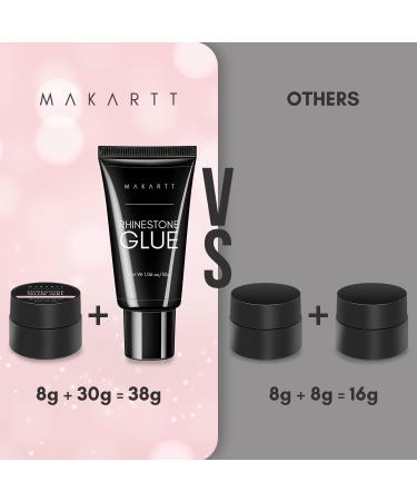 Makartt 2pcs Nail Rhinestone Glue Gel with Brush Pen Set 8ml+30ml Clear Nail Gem Glue Gel Super Strong Adhesive Nail Art Glue Gel for Nail Decorations 3D Stones Charms Flowers Nail Rhinestone Glue Kit - Buy Online on GoSupps.com