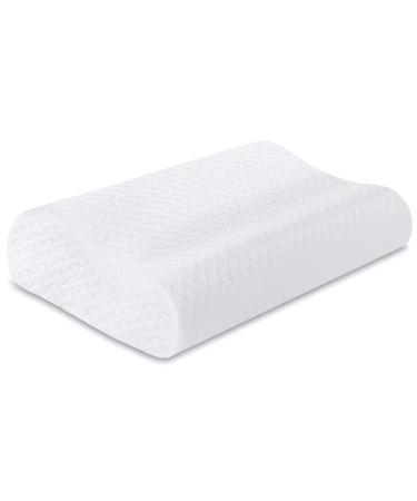 Memory Foam Contour Pillow, Neck Support Cervical Bed Pillow for Sleeping, Side Sleeper - Relieve Neck Pain with Washable Zippered Soft Cover White 23.6Lx13.7Wx(3.5"-4.3")H