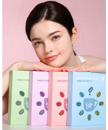 KabeElla Water Drop Mask | Moisturizing Facial Mask with Green Coffee Bean Hyaluronic Acid & Ceramide | Eco-Friendly Cellulose Sheet Masks (5 Sheets) - Dewy & Smooth Skin - Buy Online on GoSupps.com