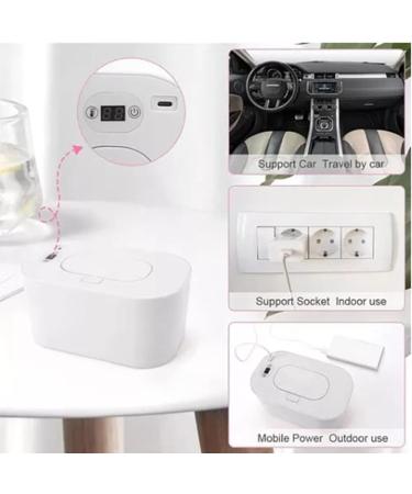 Adjustable USB Baby Wipe Warmer | 40-60 3 Temperature Modes Portable Wet Towel Dispenser | Ideal for Home & Travel (White) - Buy Online on GoSupps.com