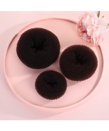 3-Piece Donut Hair Bun Maker Set | Brown Hair Accessories for Girls & Women | Includes 2 Elastic Bands & 10 U-Shape Hairpins - Buy Online on GoSupps.com