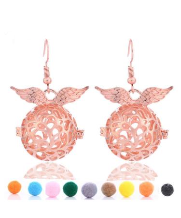 Buy GIONO Filigree Angel Wing Aromatherapy Essential Oil Diffuser Locket Lava Stone Earrings - Perfect for Wellness & Style | International Shipping - Buy Online on GoSupps.com