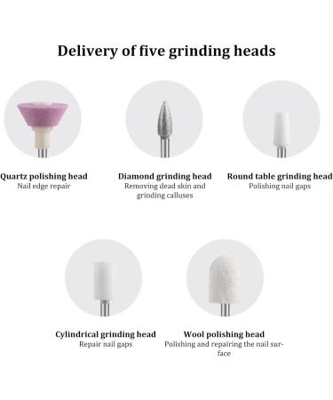 Electric Nail File with 5 Replaceable Head 20000rpm 4 Speeds 500mAh Micro USB Portable Low Noise Manicure Pedicure Polishing Grinding Electric Nail Files - Buy Online on GoSupps.com