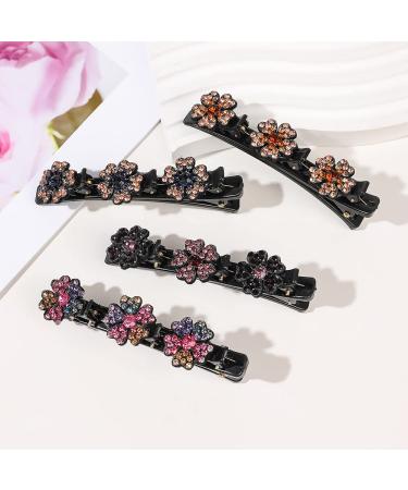 8PCS Sparkling Crystal Stone Braided Hair Clips Set for Women - Rhinestones Hairpin Duckbill Clip with Small Clips - Ideal Hair Accessories for Girls and Women - Buy Online on GoSupps.com
