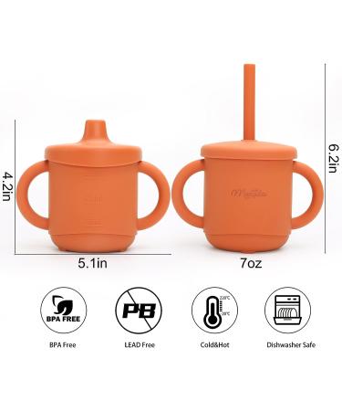 Mengdababy Sippy Cup for Toddler | 3-in-1 Silicone Straw Cup | 7oz Copper Coin Red | BPA Free | Dishwasher & Microwave Safe - Buy Online on GoSupps.com