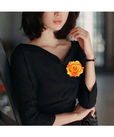 2 in 1 Large Orange Artificial Rose Hairpin & Hair Clips Brooch for Women's Party | Shop Internationally - Buy Online on GoSupps.com