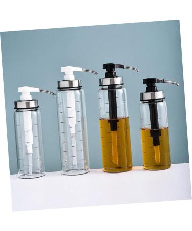 GOOHOCHY Kitchen Cabinet Syrup Pump Bottle Kitchen Cruet Honey Bottle Syrup Server Holder Glass Vinegar Bottle Olive Oil Dispenser Clear Soap Dispenser Stainless Steel Canola Oil 22.5x6x6cm Black - Buy Online on GoSupps.com
