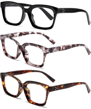 3 Pack Oversized Square Reading Glasses for Women - Blue Light Blocking +1.5 Diopter Spring Hinge Computer Readers - Stylish & High-End - Buy Online on GoSupps.com