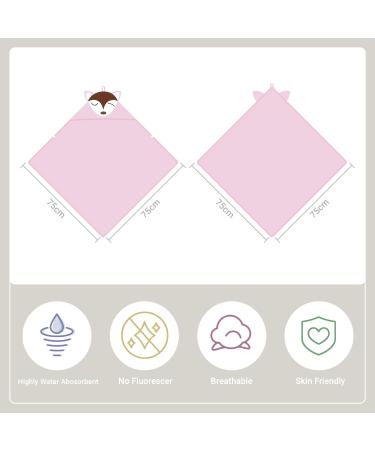 COOKY.D Bamboo Hooded Baby Bath Towel Toddler Wearable Blanket | Pink Fox 75x75cm - Buy Online on GoSupps.com