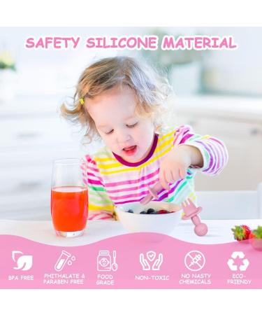 Vicloon Baby Fork and Spoon Set - 4Pcs Silicone Self Feeding Utensil for Infant Toddler, Easy Grip Cutlery Kit for Children - Red/Orange - Buy Online on GoSupps.com