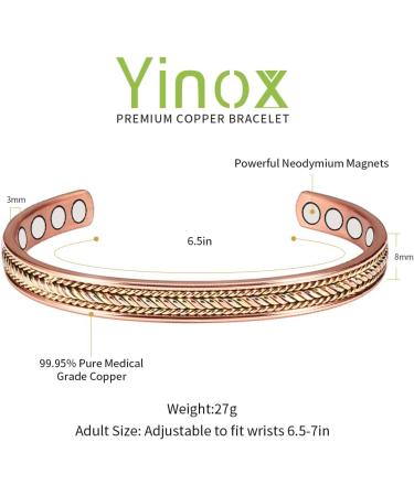 Shop Braided Three-Colored Copper Bracelets for Women | 8 Magnet Magnetic Therapy Cuffs | Arthritis Relief Jewelry | 16.5 cm African Copper Armor - Buy Online on GoSupps.com