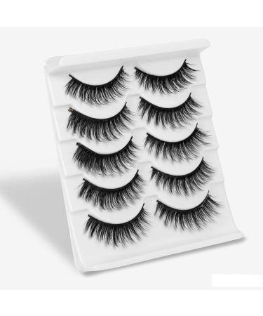 5 pair of thick wispy fluffy natural long eyelashes 3D hair false eyelashes handmade full soft eyelashes full stripes dramatic volume reusable fake eyelashes # 74