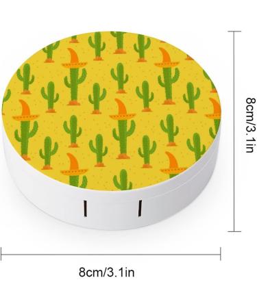 Shop Cute Cactus Pattern Contact Lens Case with Mirror - Portable Mexican Hat Design | International Shipping Available - Buy Online on GoSupps.com