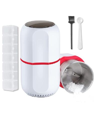 Electric Pill Crusher Grinder, Electric Pill Crusher for Small or Large Pills and Vitamin Tablets Grinding to Fine Powder, Comes with Stainless Steel Blades to Crush Multiple Pills, White (White)
