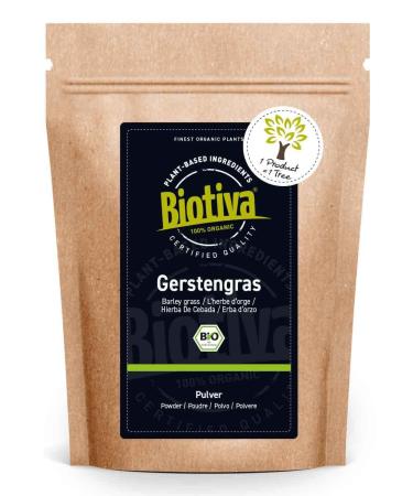Biotiva Barley Grass Powder Organic 500g - Young fine Barley Grass - from Germany - Organic Certification (DE-ECO-005) - Finest Taste