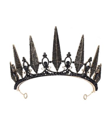 S SNUOY Black Rhinestone Tiara Baroque Crown Wedding Headpiece Costume Party Accessories for Women