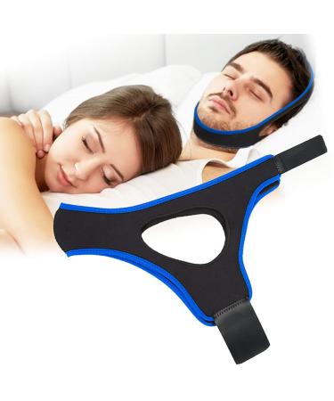 FOJOC Anti Snoring Chin Strap Anti Devices for Sleep Effective Stop Adjustable Snore Reduction Straps Unisex Aids Head Band Strap Better Sleep Strap-blue 1.0 Count