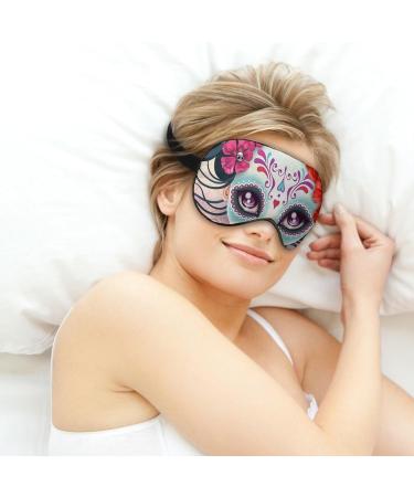 Day of the Dead Women Skulls Pattern Sleep Mask - Adjustable Strap, Blocks Light, Perfect for Travel and Naps - Buy Online on GoSupps.com