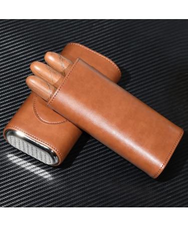 kzxbty Cigar Case Three-Finger Portable Cigar Humidor PU Leather Case Box Brown - Buy Online on GoSupps.com
