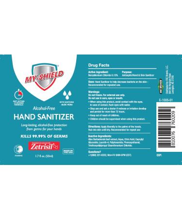 My-Shield Hand Sanitizer Foam 1.7 oz - 4 Pack | Long-lasting Protection, Alcohol-Free, Aloe Vera Infused | Formulated with Zetrisil - Buy Online on GoSupps.com