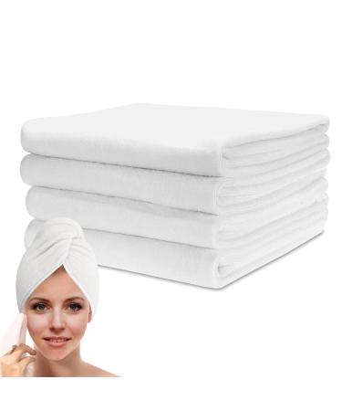 Bekith 4 Pack Microfiber Hair Towel Wrap for Women 20 inch x 40 inch Super Absorbent Quick-Dry Microfiber Hair Drying Towel for Drying Curly Long & Thick Hair White