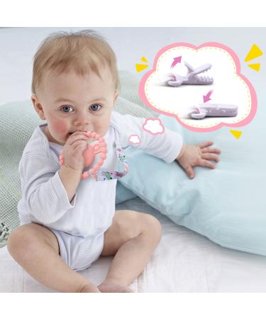 GJZZ Teething Toy for Babies 6-12 Months - Rattle Sound, BPA-Free Silicone, Soothes Sore Gums, Easy to Hold Infant Teether (Pink) - Buy Online on GoSupps.com