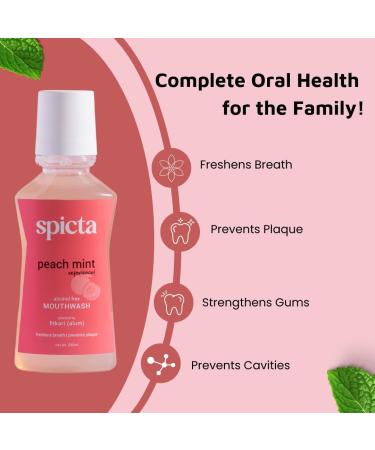 Spicta Mouthwash Peach Mint | Powered by Fitkari (Alum) | Fluoride Free | Alcohol Free | SLS & Paraben Free | Freshens Breath Prevents Plaque (250 ml) - Buy Online on GoSupps.com