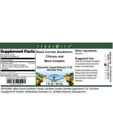Terravita Black Currant & Buckthorn Glycerite Liquid Extract - 1 oz Herbal Supplement for Optimal Health - Buy Online on GoSupps.com