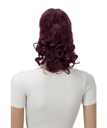 CAISHA 2 IN 1 Ponytail 12" Or 14" Hairpiece Clip On Extension Voluminous Wavy Burgundy Red H17-2 burgundy red #burg H17-2