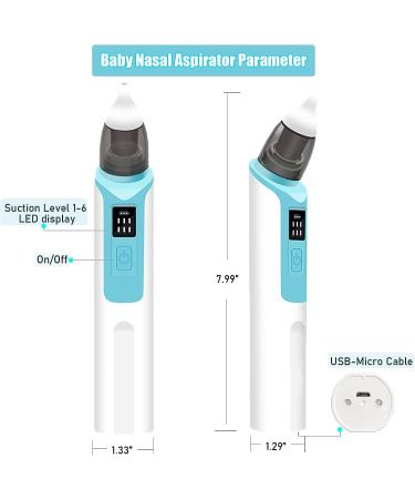 Rechargeable Baby Nasal Aspirator & Nose Suction - Electric Nose Cleaner for Newborns and Toddlers with 2 Nozzle Sizes - E-Nose Sucker in Blue - Buy Online on GoSupps.com