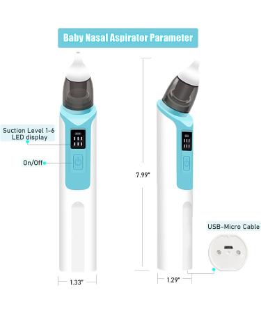 Electric Baby Nasal Aspirator with Rechargeable Nose Suction - 2 Nozzle Sizes, 6 Suction Levels - for Newborns and Toddlers - Buy Online on GoSupps.com