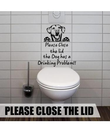 Gohhey Toilet sticker please close lid the dog has a drinking problem removable DIY wall decal PVC wall wallpaper bathroom toilet lid wall tattoo - Buy Online on GoSupps.com