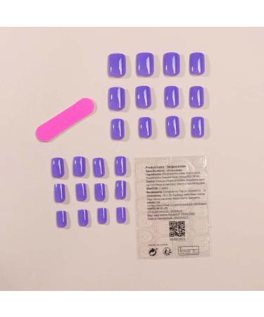 Purple Press on Nails Square Fake Nails Short Acrylic Nails Glossy False Nails with Glue Simple Artificial Finger Manicure for Women and Girls 24pcs 3 - Buy Online on GoSupps.com