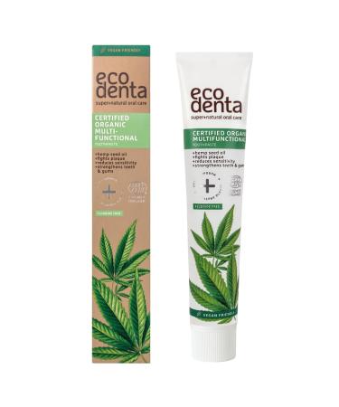Ecodenta Multifunctional Fluoride Free Toothpaste 75 ml Certified Organic Toothpaste with Potassium Citrate Matcha Aloe Vera Juice Peppermint Essential Oil