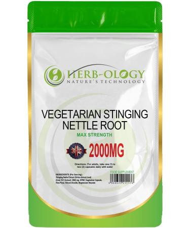 Herb-Ology Stinging Nettle Root Capsules | 60 Nettle Root Capsules (10:1 Extract) 2000mg per Serving | Suitable for Vegitarians & Manufactured in The UK in an ISO Certified Facility 60 count (Pack of 1)