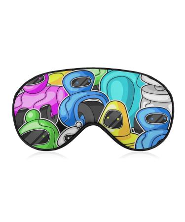 Sleep Mask Cartoon Colored Robots Eye Mask with Adjustable Strap for Sleeping Funny Toys Eye Sleep Shade Cover Blocks Light Reduces Puffy Eyes Gifts