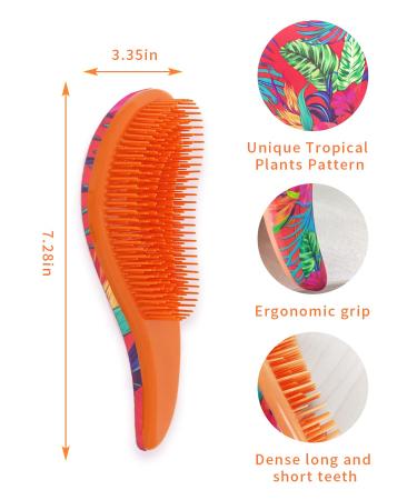 Detangling Hairbrush and Comb Set for All Hair Types - Includes Wide Tooth Comb and 3 Styling Clips - Professional Quality for Women & Kids (Tropica Plants) - Buy Online on GoSupps.com