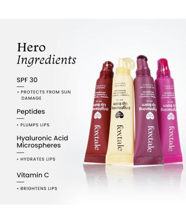 Foxtale Brightening SPF30 Lip Balm | Pack of 2 | Peptides Vitamin C & Hyaluronic Acid | Brightens Lips | Reduces Pigmentation | Hydrates Lips | Tinted Lip Balms - Ruby & Clear Glaze | 24 gm - Buy Online on GoSupps.com