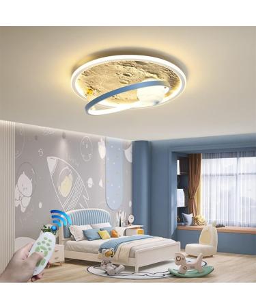 Modern LED Ceiling Lamp - Dimmable Moon Surface Astronaut Design for Kids' Rooms | Remote Control | Stylish Chandelier Lighting for Dining & Living Rooms - 40cm - Buy Online on GoSupps.com