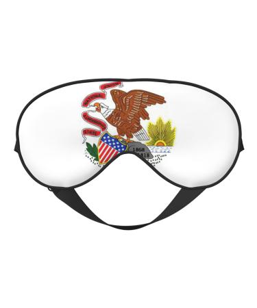 Illinois State Flag Print Sleep Eye Mask Night Light Blocking Blindfold Silk Sleeping Eye Shade for Men Women
