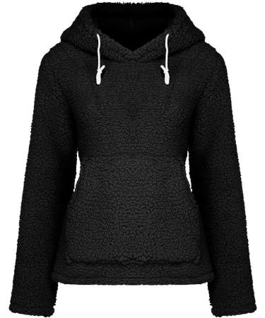 Bigfanshu Women's Sweaters Casual Fleece Long Sleeve Pullover Blouse Shirts Sweatshirt Black - Buy Online on GoSupps.com