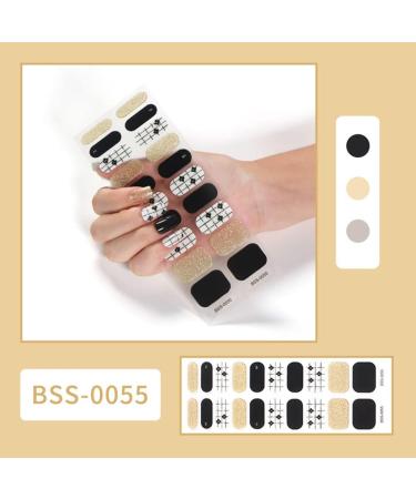 NCTCITY Gel Nail Polish Strips Stickers 20 Full Wraps Semi-Cured Nail Art Sticker Waterproof Self-Adhesive Gel Stickers Decals with Nail File for Cute Women Girls (Black White Gold) Bss-0055 - Buy Online on GoSupps.com