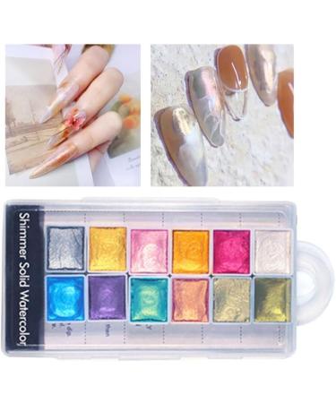 Nail Shiimmer Powder Manicure Solid Pearlescent Pigment Nail Art Dyeing Powder 12Colors - Buy Online on GoSupps.com
