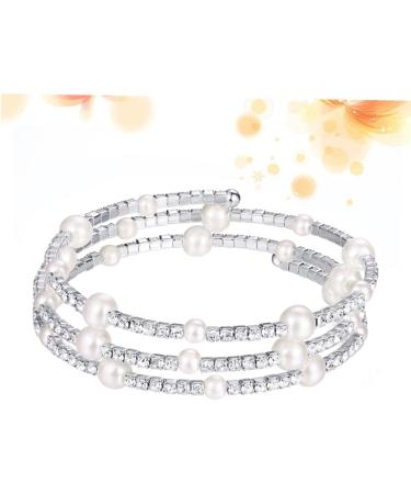 CALLARON 2pcs Stretch Bracelets for Women Rhinestone Bracelets Bangle Bracelets for Women Bracelet for Women Womens Bangles Bracelets Women Bracelets Pearl Bracelet Miss Jewelry Multi-layer mediumx3pcs Silverx3pcs - Buy Online on GoSupps.com