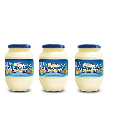 Kraft Set of 3 classic mayonnaise table sauces in a glass jar creamy and delicate 500g